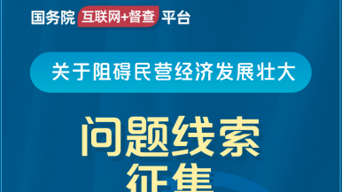 日本黄色操逼肏屄国务院“互联网+督查”平台公开征集阻碍民营经济发展壮大问题线索